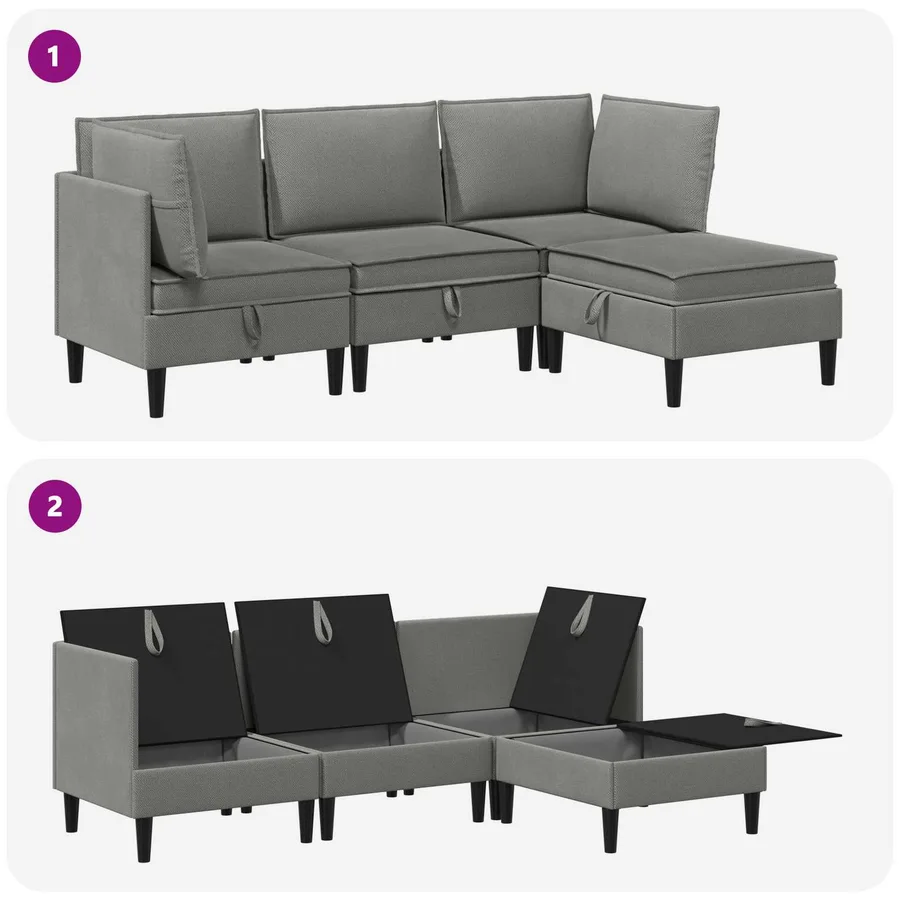 Ensemble de meubles pour le salon 4 pcs Gris foncé Tissu - 10