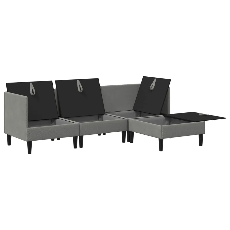 Ensemble de meubles pour le salon 4 pcs Gris foncé Tissu - 4