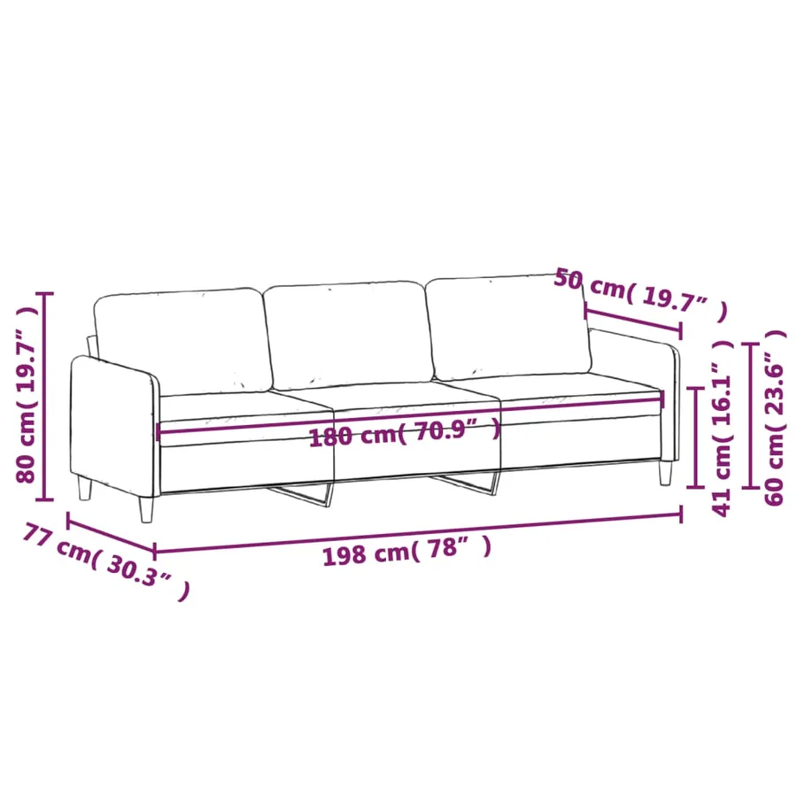Canapé à 3 places Jaune clair 180 cm Tissu - 8
