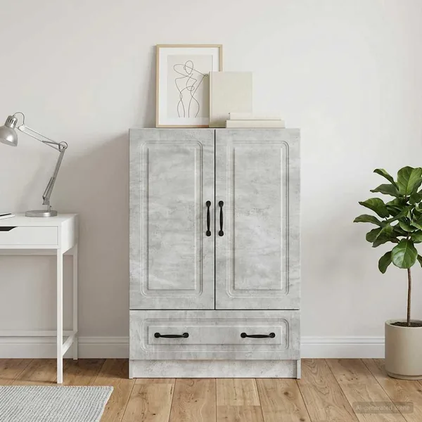 Buffet Gris béton 66 x 34,5 x 92 cm Bois d'ingénierie