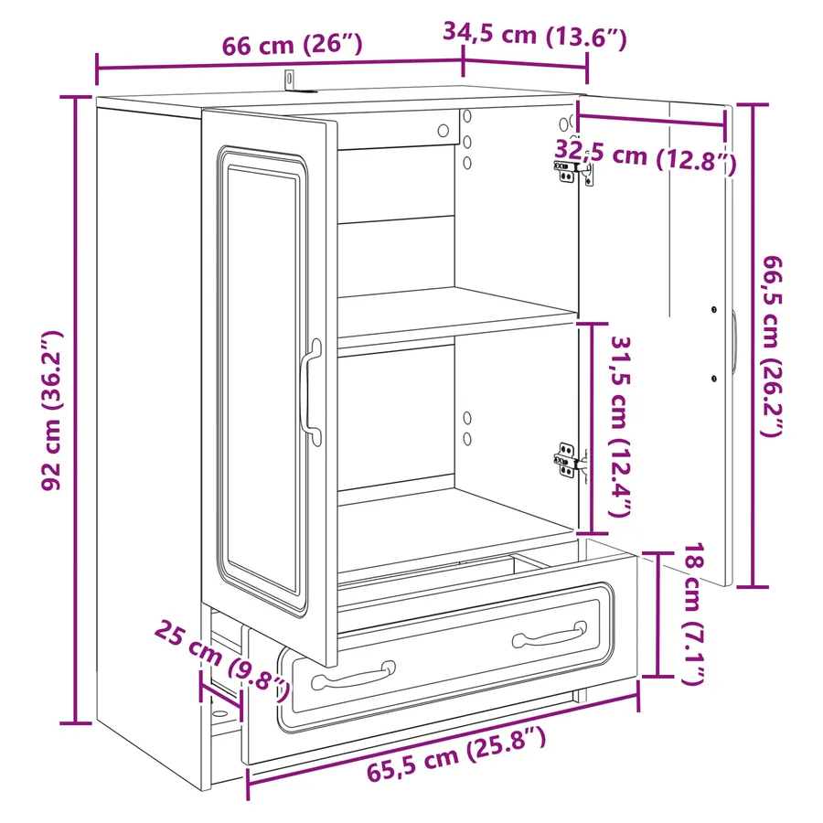 Buffet Gris béton 66 x 34,5 x 92 cm Bois d'ingénierie - 9