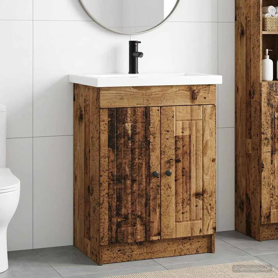 Ensemble de mobilier de salle de bain Bois ancien
