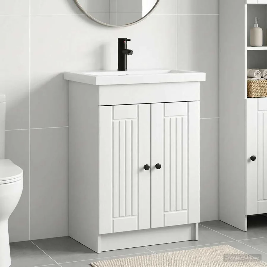 Ensemble de mobilier de salle de bain Blanc 56 x 37,5 x 81 cm