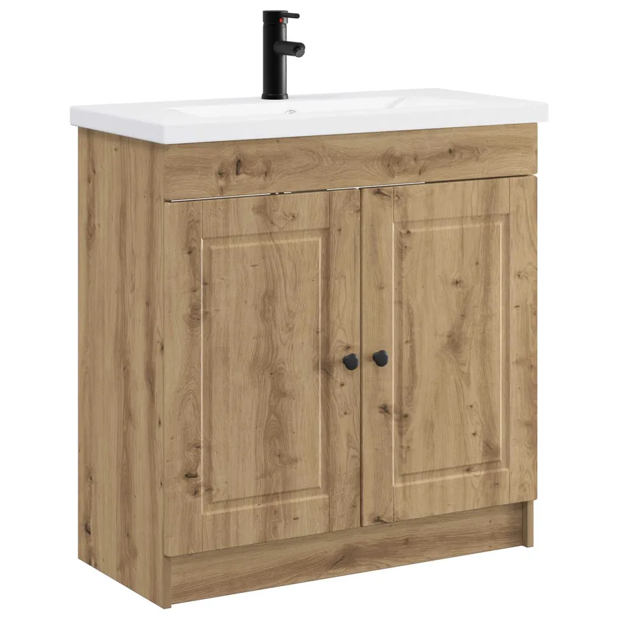 Ensemble de mobilier de salle de bain Chêne artisanal - 2
