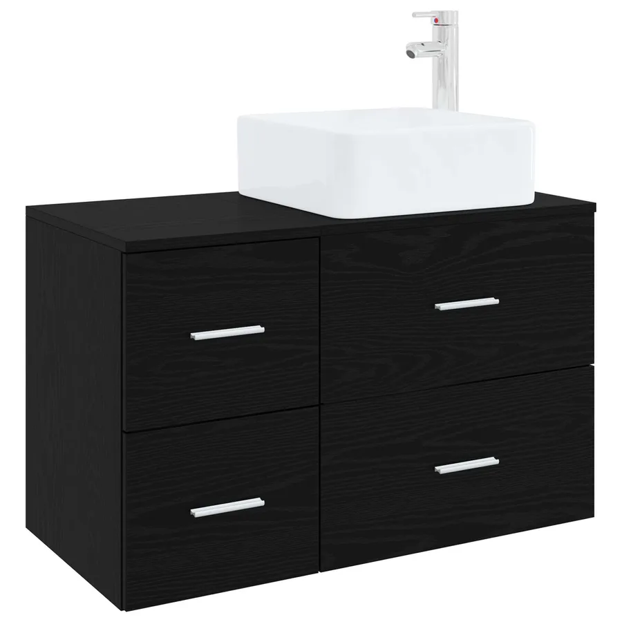 Ensemble de mobilier de salle de bain 2 pcs Chêne noir - 2