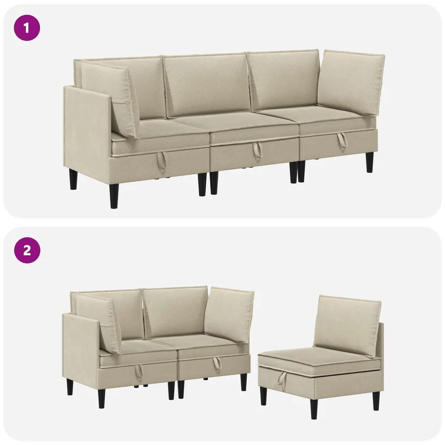 Ensemble de meubles pour le salon 3 pcs Sable Tissu - 10