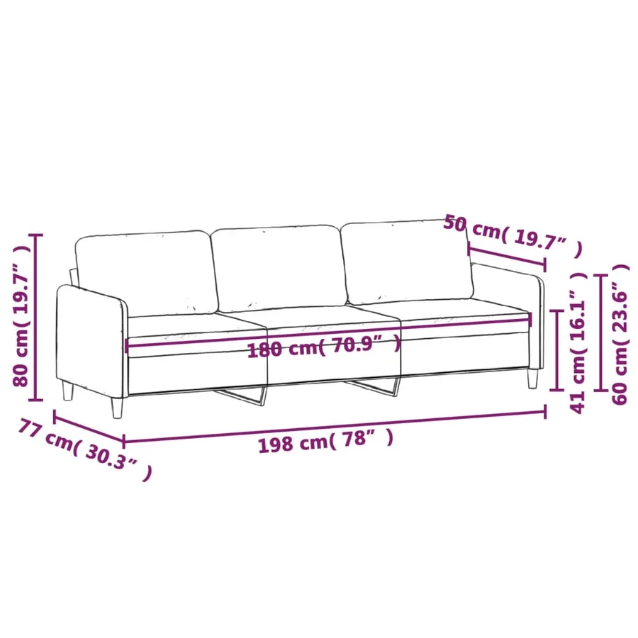 Canapé à 3 places Taupe 180 cm Tissu - 8