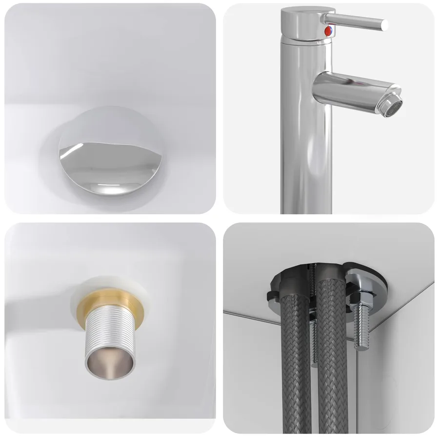 Vanité de lavabo mural Blanc 49,5 x 41 x 63 cm - 7