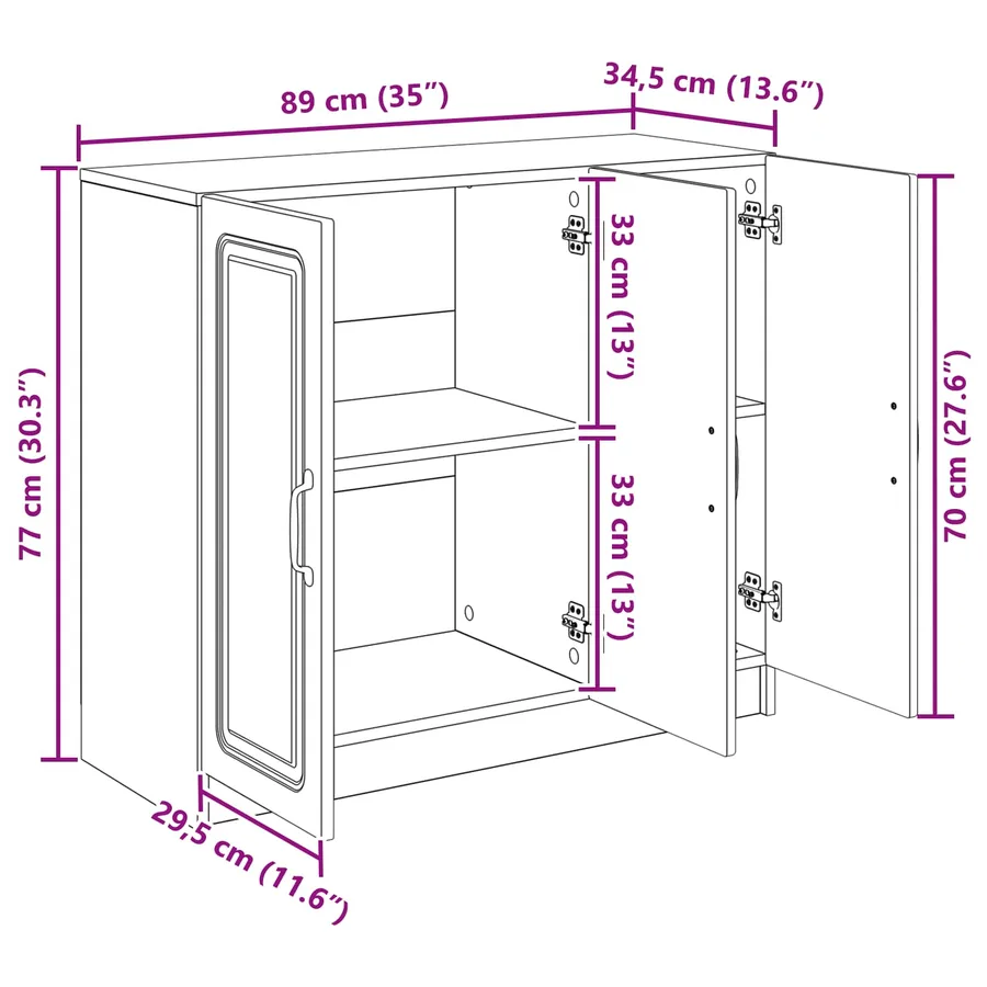 Buffet Blanc 89 x 34,5 x 77 cm Bois d'ingénierie - 12