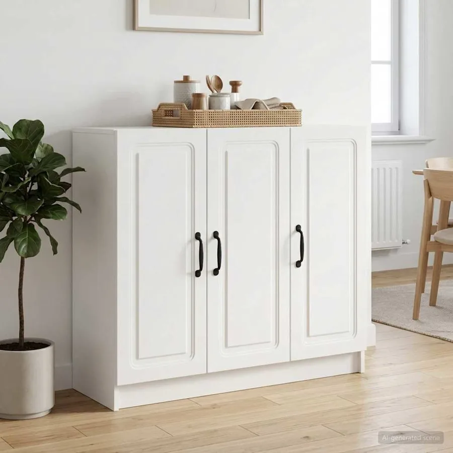 Buffet Blanc 89 x 34,5 x 77 cm Bois d'ingénierie - 4