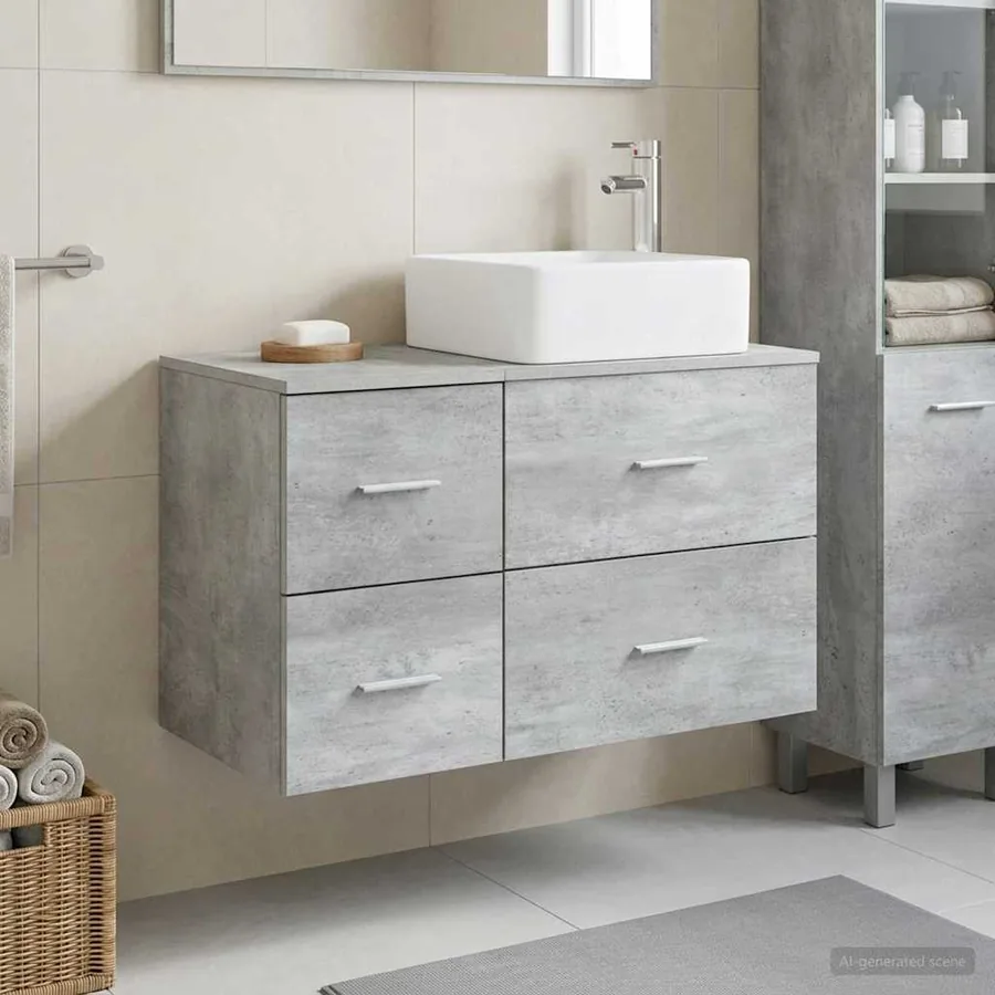 Ensemble de mobilier de salle de bain 2 pcs Gris béton