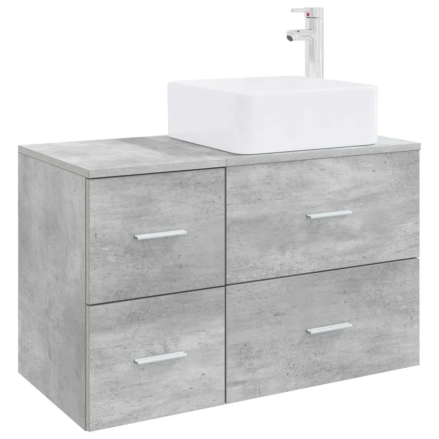 Ensemble de mobilier de salle de bain 2 pcs Gris béton - 2