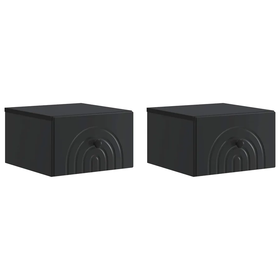 Cabinet de chevet mural 2 pcs Noir 33 x 34,5 x 20 cm - 2