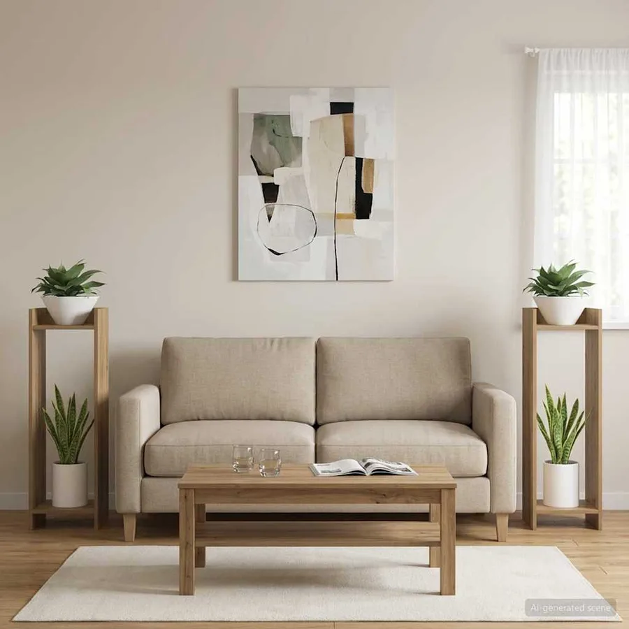 Support de Plante 2 pc Chêne Artisanal 30 x 30 x 100 cm - 4