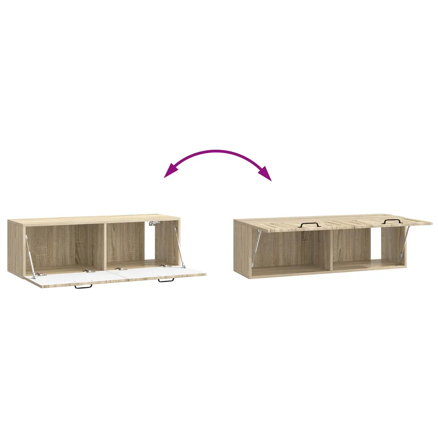 Meuble TV mural Chêne Sonoma 98 x 31 x 30 cm Bois d'ingénierie - 10
