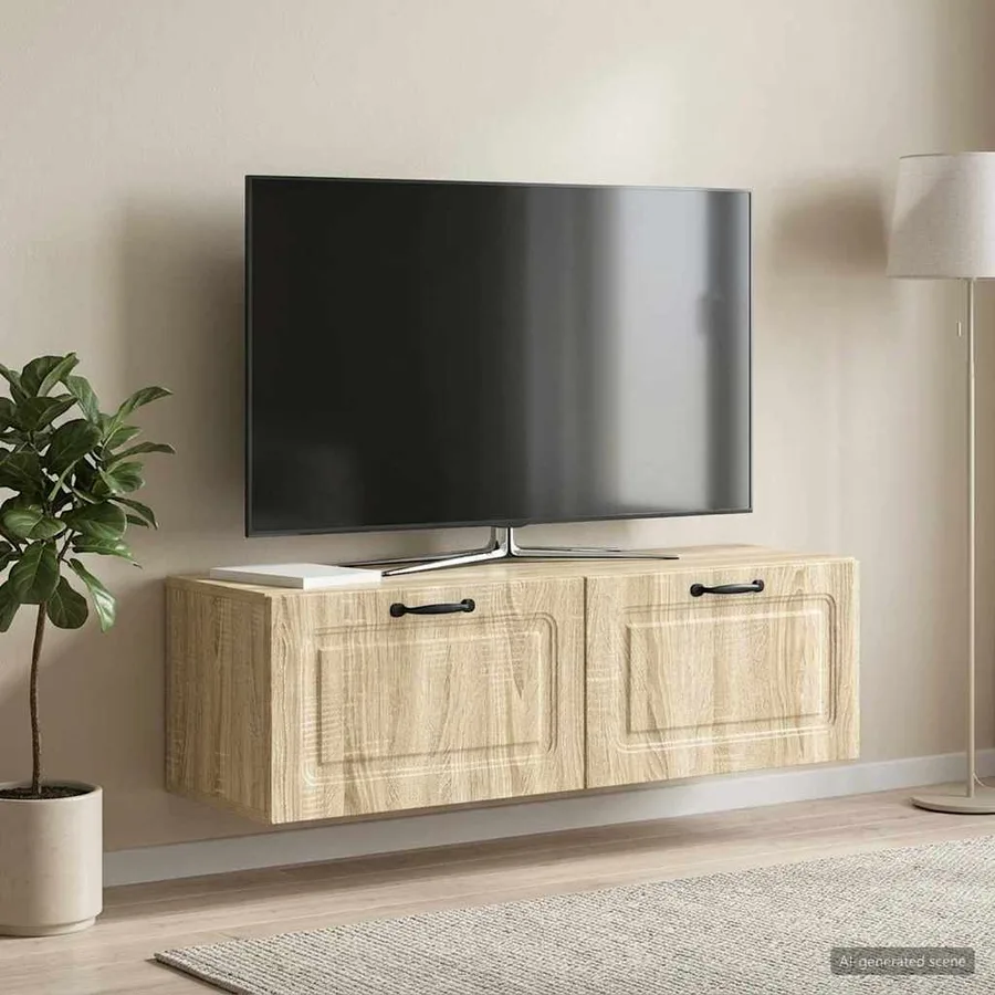Meuble TV mural Chêne Sonoma 98 x 31 x 30 cm Bois d'ingénierie - 4