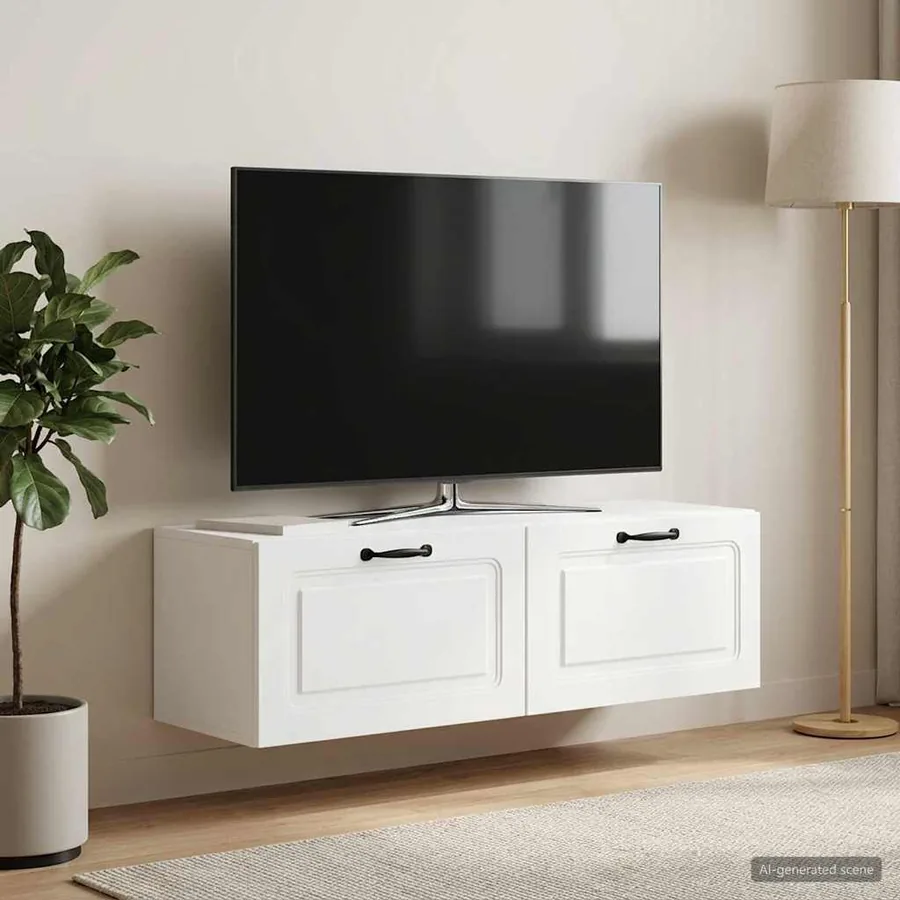 Meuble TV mural Blanc 98 x 31 x 30 cm Bois d'ingénierie