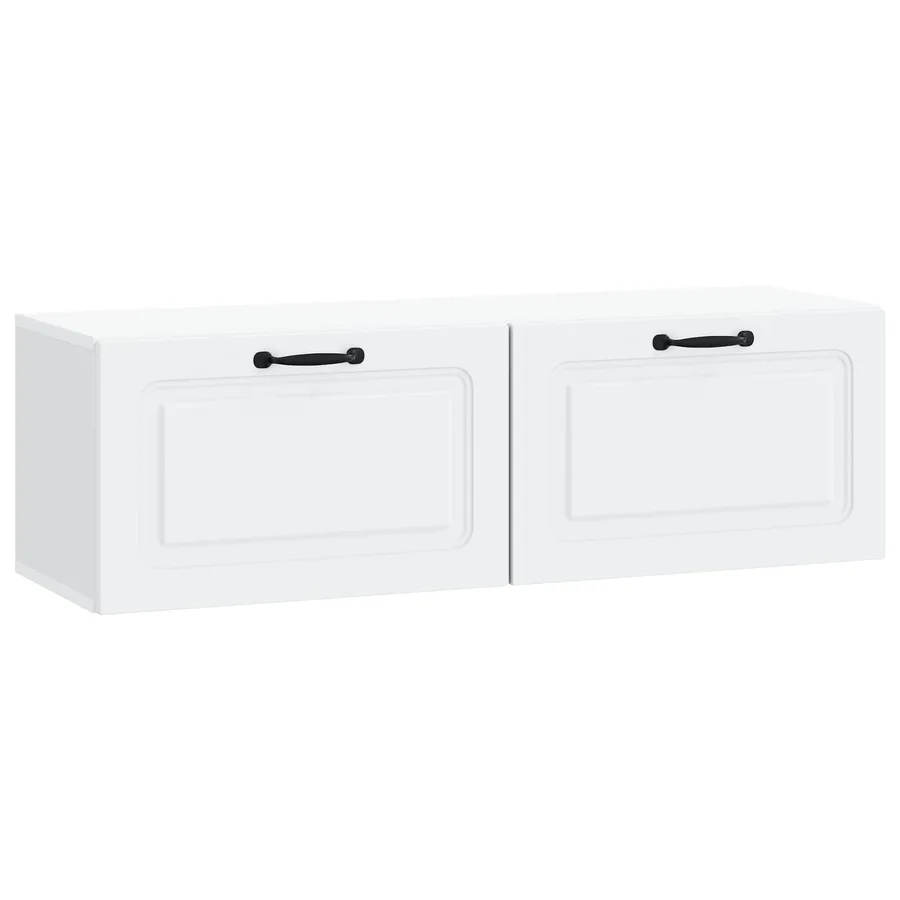 Meuble TV mural Blanc 98 x 31 x 30 cm Bois d'ingénierie - 2