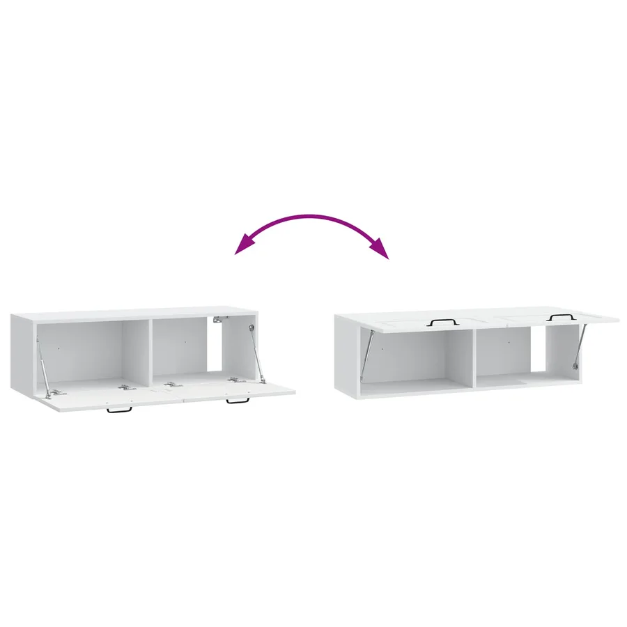 Meuble TV mural Blanc 98 x 31 x 30 cm Bois d'ingénierie - 8
