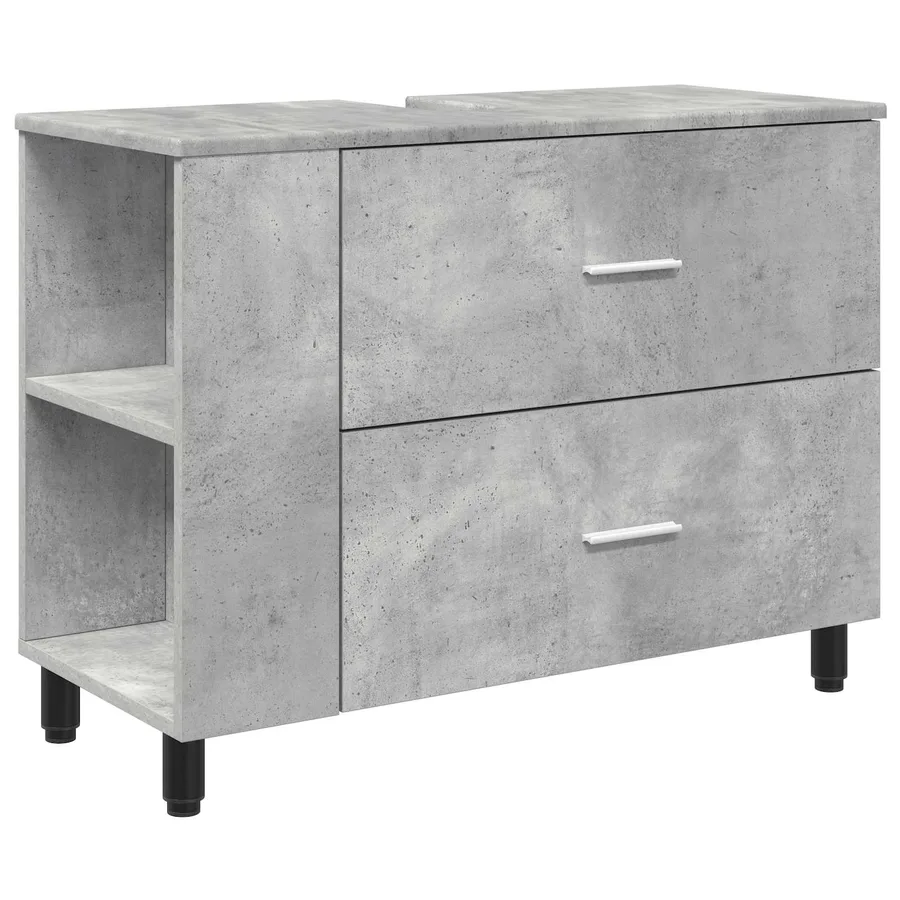 Unité de vanité de salle de bain Gris béton 80 x 35 x 60 cm - 2