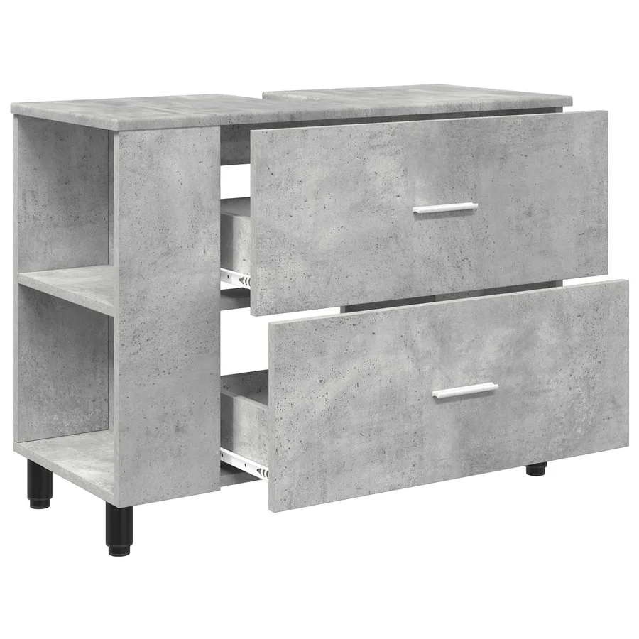 Unité de vanité de salle de bain Gris béton 80 x 35 x 60 cm - 4