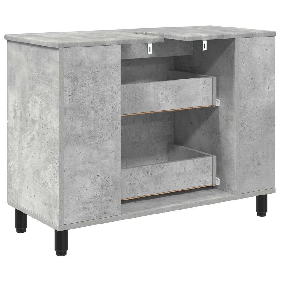 Unité de vanité de salle de bain Gris béton 80 x 35 x 60 cm - 7