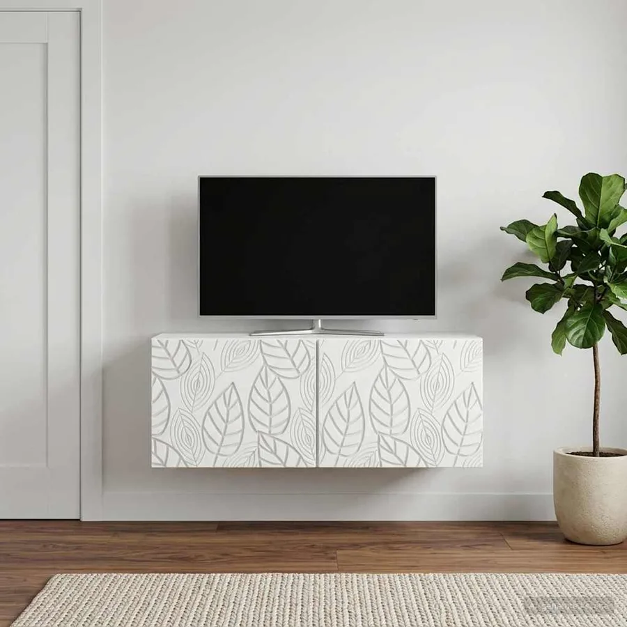 Meuble TV mural 78,5 x 41 x 30 cm Blanc Bois d'ingénierie - 3