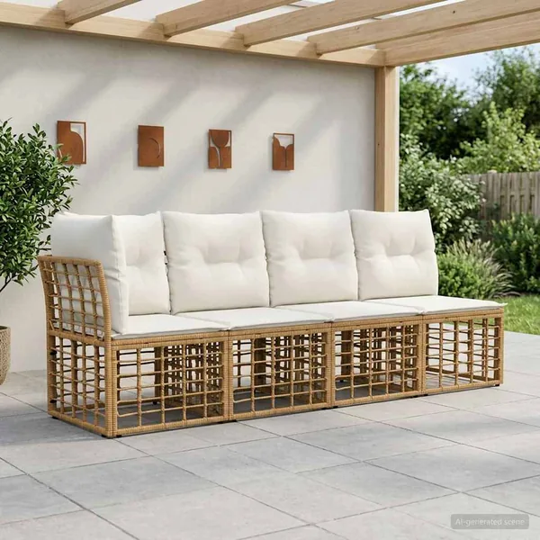 Canapé de jardin 4 places avec accoudoir gauche 4 pcs