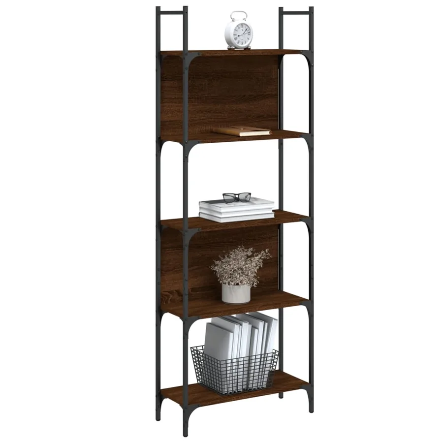 Bibliothèque à 5 niveaux chêne marron 60,5x24x166,5 cm - 4