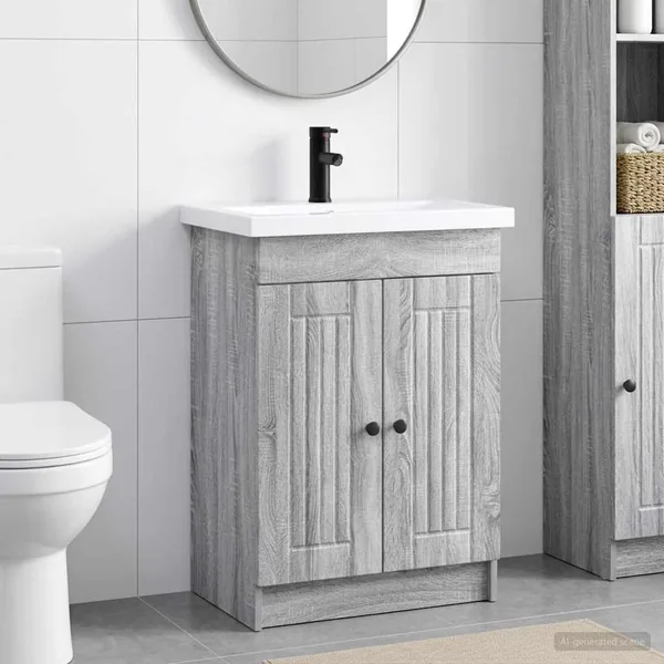 Ensemble de mobilier de salle de bain Sonoma gris