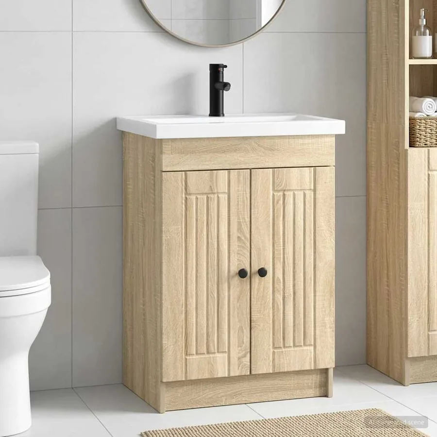 Ensemble de mobilier de salle de bain Chêne Sonoma