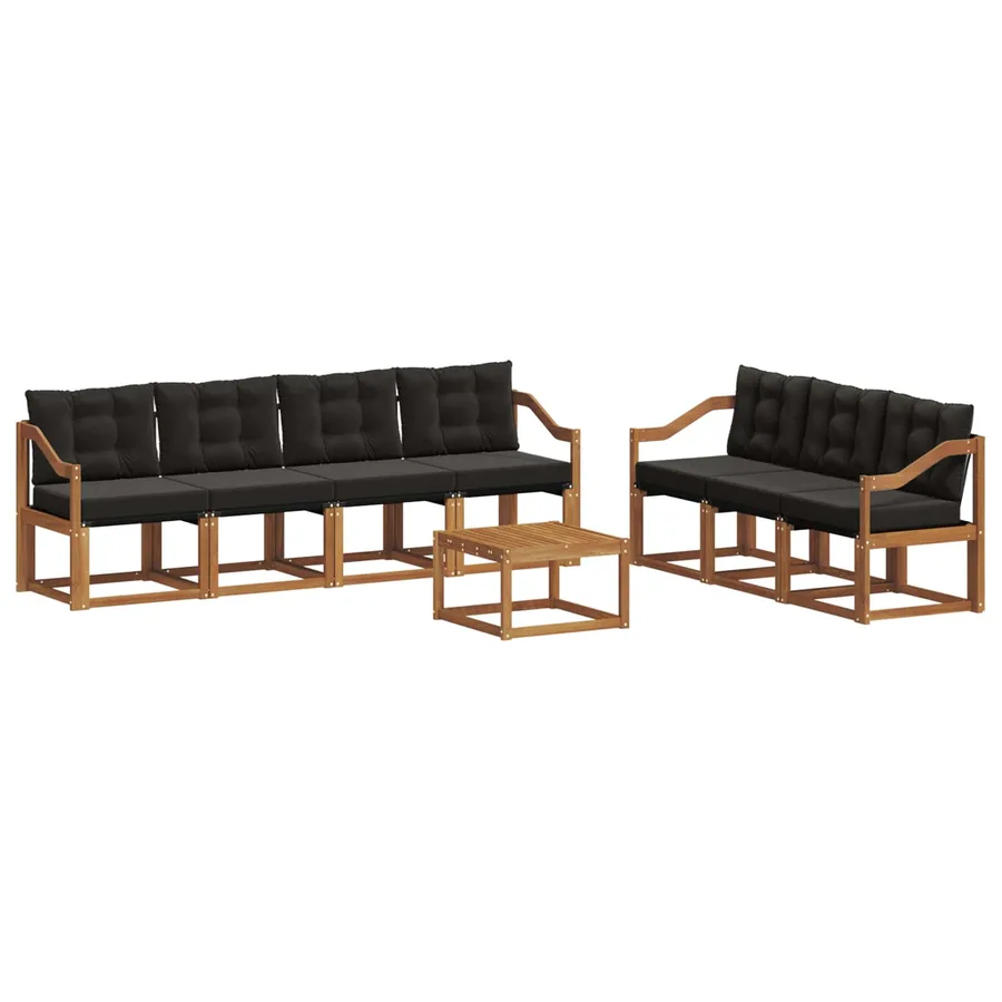 Ensemble de canapés d'extérieur 8 pcs Naturel et Noir - 2