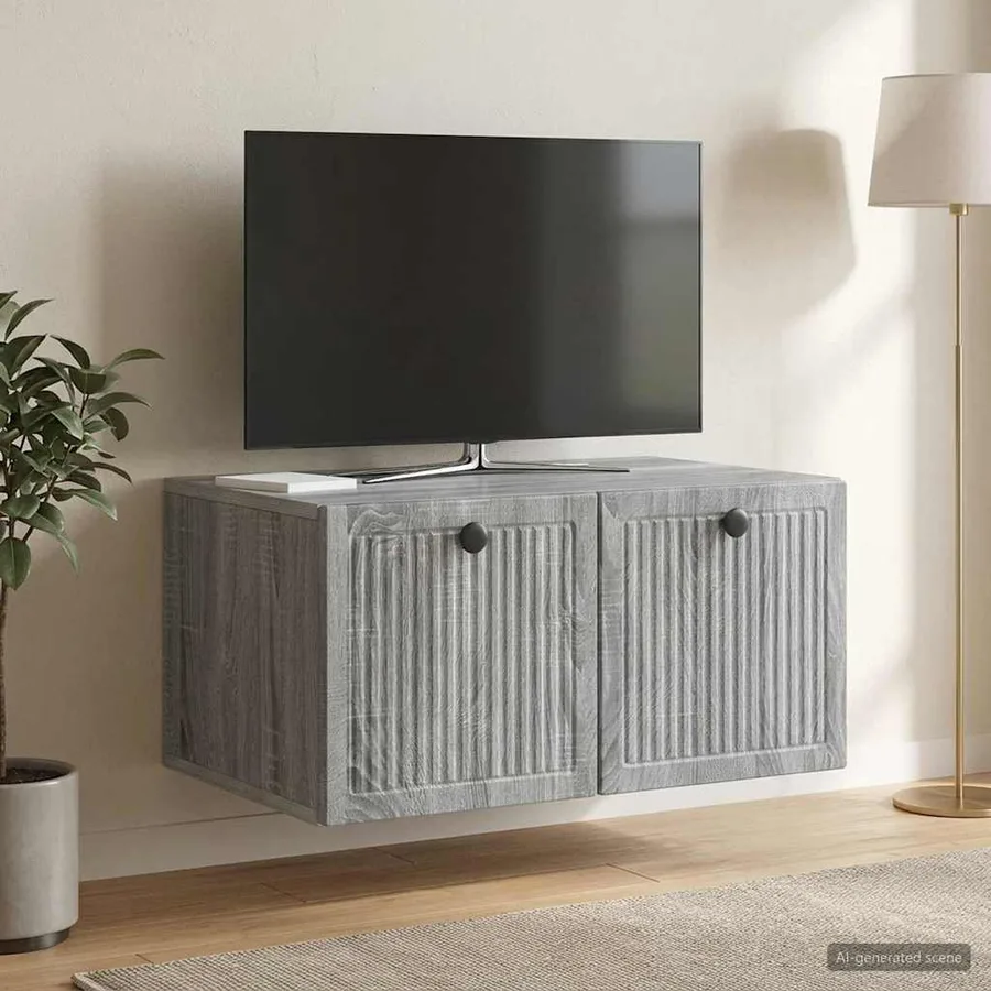 Meuble TV mural Sonoma gris 59,5 x 41 x 30 cm Bois d'ingénierie - 4