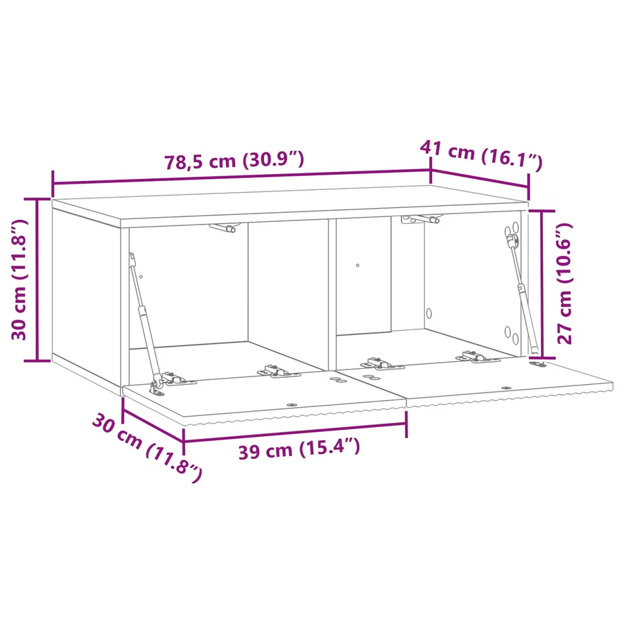 Meuble TV mural Montage mural Blanc brillant 78,5 x 41 x 30 cm - 11