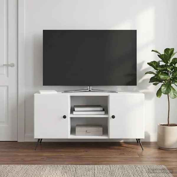 Meuble TV Blanc brillant 102 x 34,5 x 50 cm Bois d'ingénierie