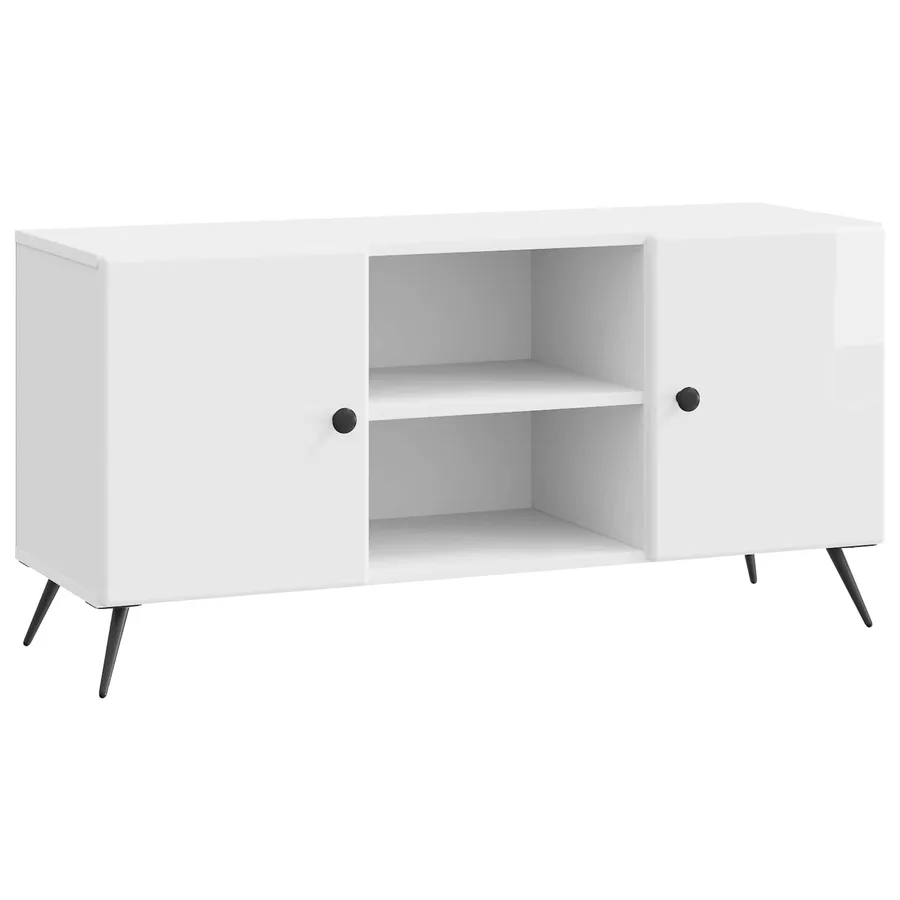 Meuble TV Blanc brillant 102 x 34,5 x 50 cm Bois d'ingénierie - 2