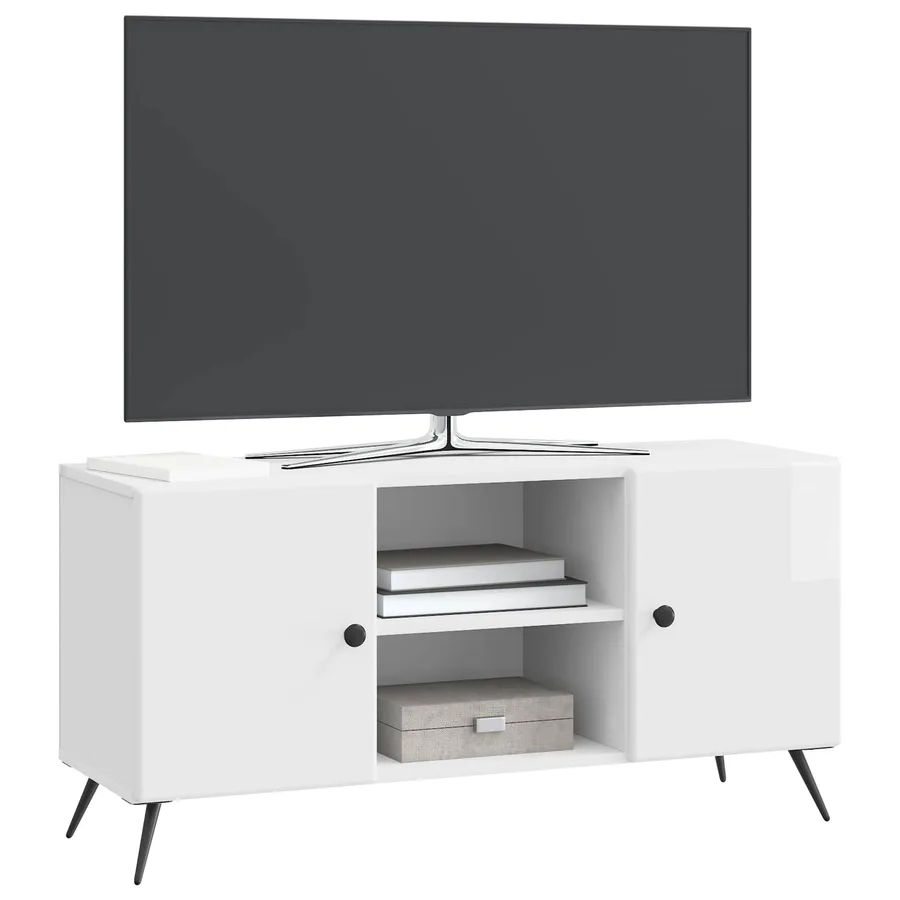 Meuble TV Blanc brillant 102 x 34,5 x 50 cm Bois d'ingénierie - 3