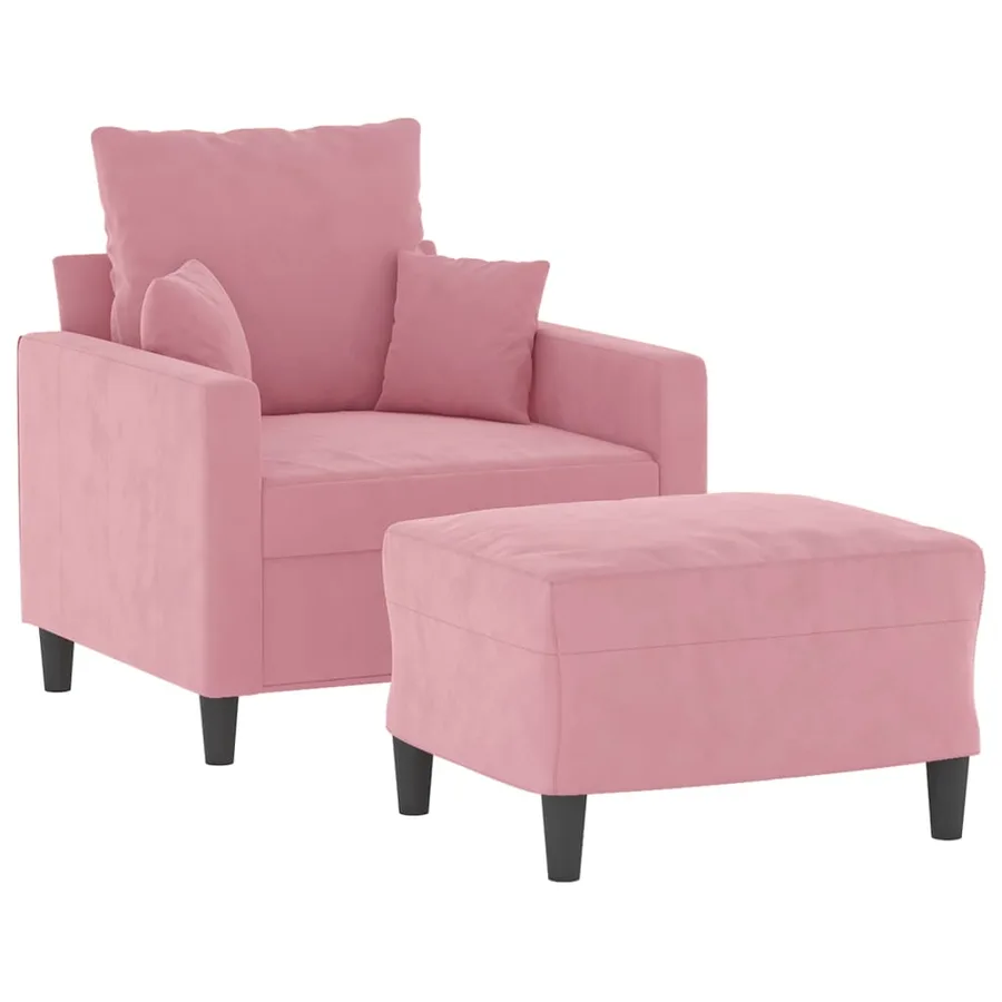 Fauteuil avec repose-pied Rose 60 cm Velours - 3