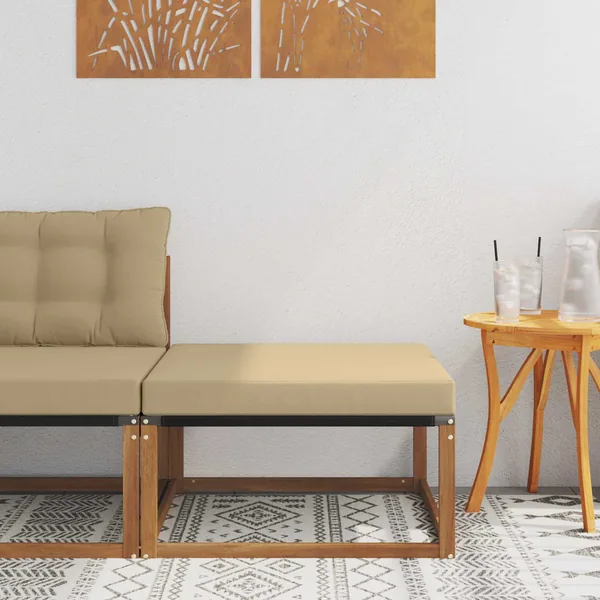 Hocker d'extérieur Bois d'acacia massif et Textilène Naturel