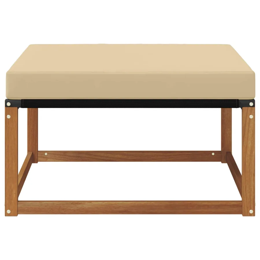 Hocker d'extérieur Bois d'acacia massif et Textilène Naturel - 4