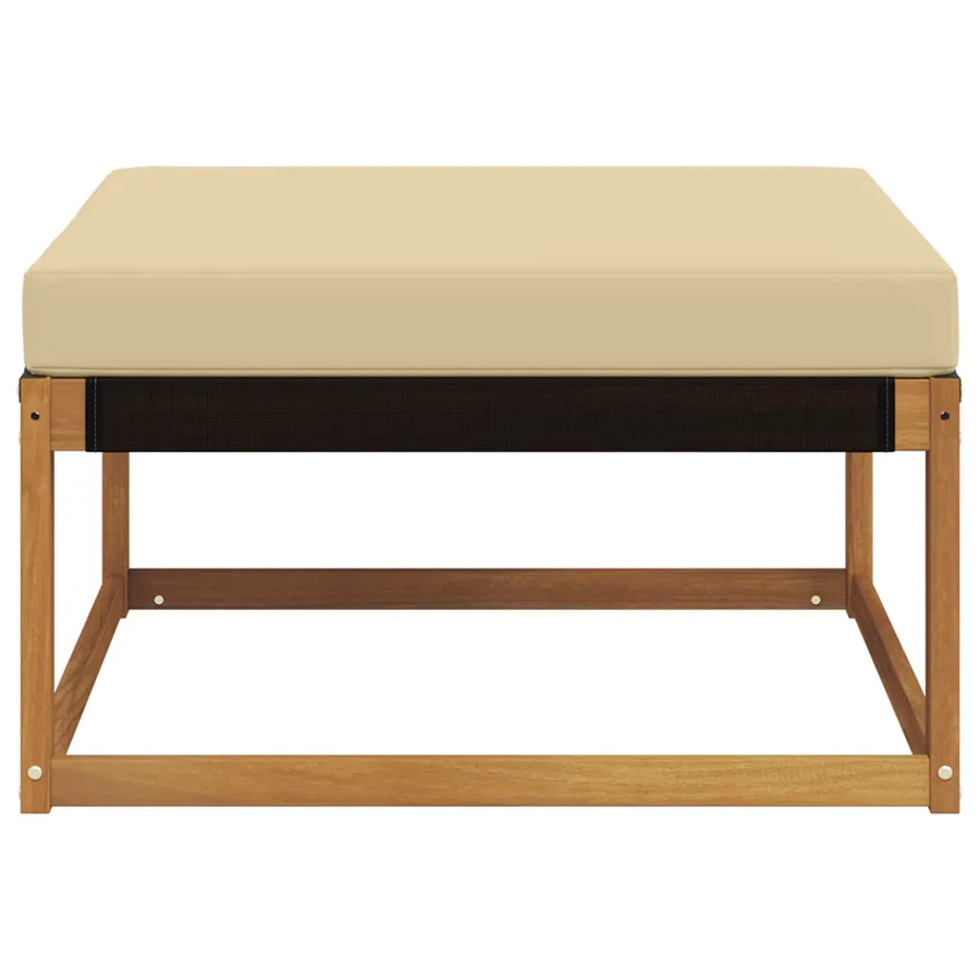 Hocker d'extérieur Bois d'acacia massif et Textilène Naturel - 5