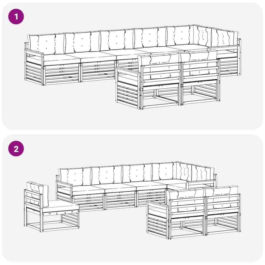 Ensemble de canapés d'extérieur 8 pcs Gris Naturel et Clair - 7