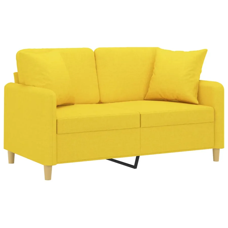 Canapé 2 places avec oreillers jaune clair 120 cm tissu - 3