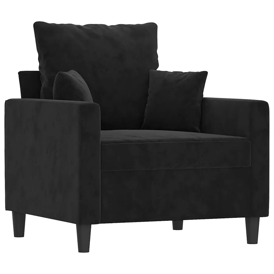 Fauteuil avec repose-pied Noir 60 cm Velours - 4