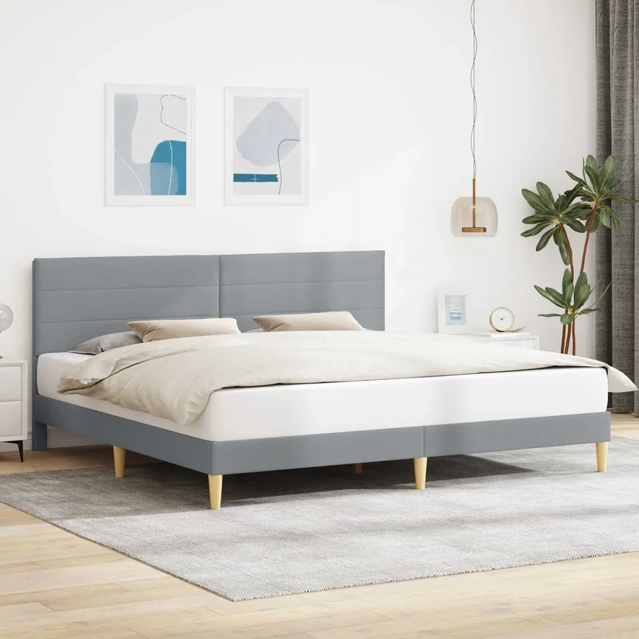 Cadre de lit avec tête de lit Gris clair 180 x 200 cm Tissu
