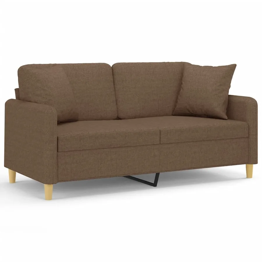 Canapé 2 places avec oreillers décoratifs marron 140 cm tissu - 2