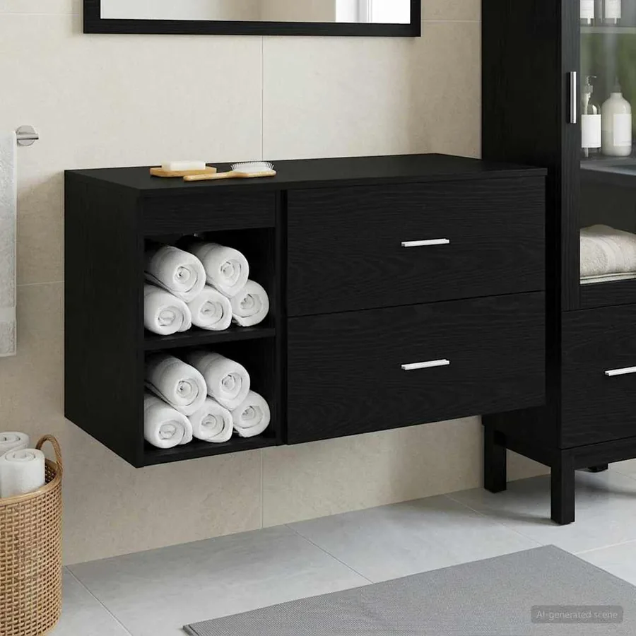 Ensemble de mobilier de salle de bain 2 pcs Chêne noir