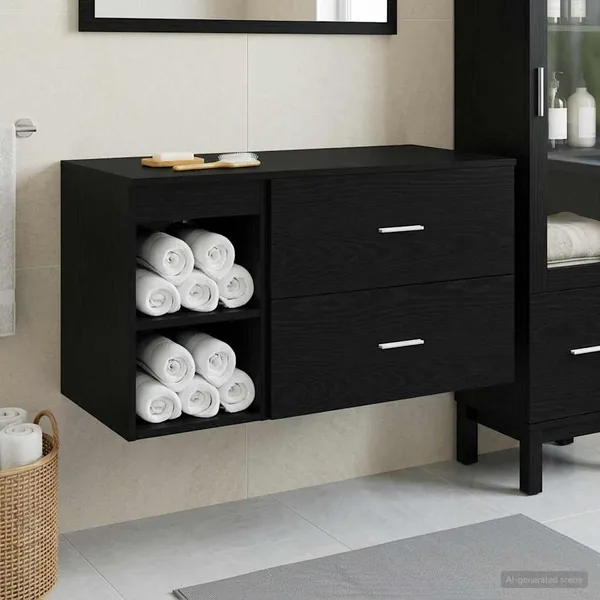 Ensemble de mobilier de salle de bain 2 pcs Chêne noir