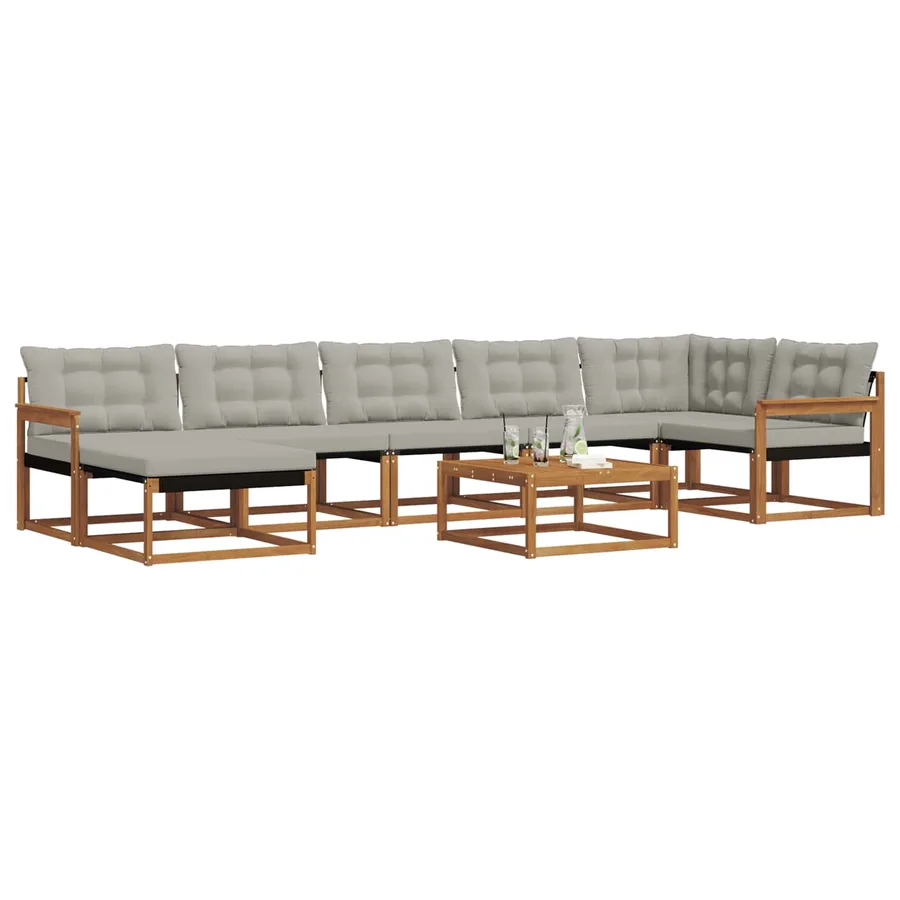 Ensemble de canapés d'extérieur 8 pcs Gris Naturel et Clair - 3