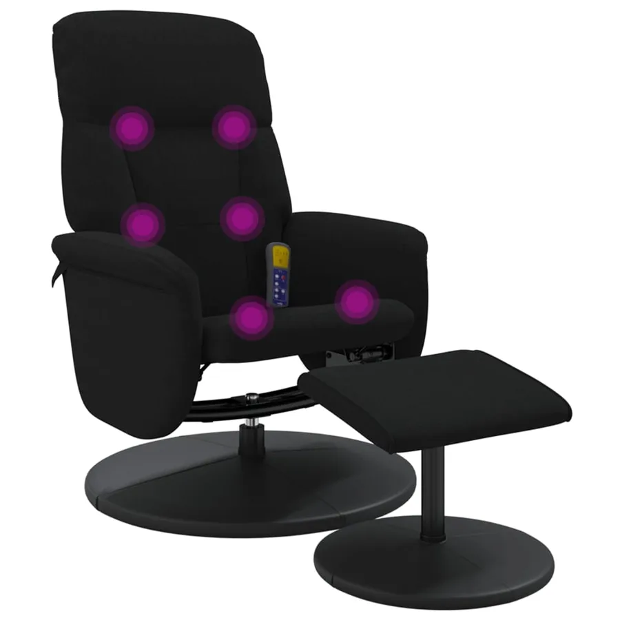 Fauteuil de massage inclinable avec repose-pied noir velours - 2